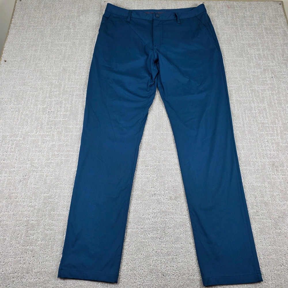 Rhone Commuter Pants Mens 34 Blue Teal Straight Leg Performance Trousers Golf